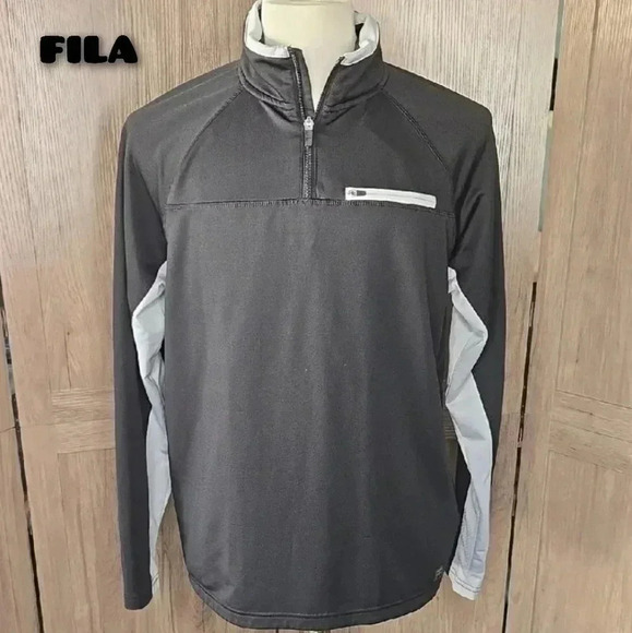 Fila Mens jacket 1/4 quater zip pullover Tricot active sweater black/gray - Picture 1 of 5